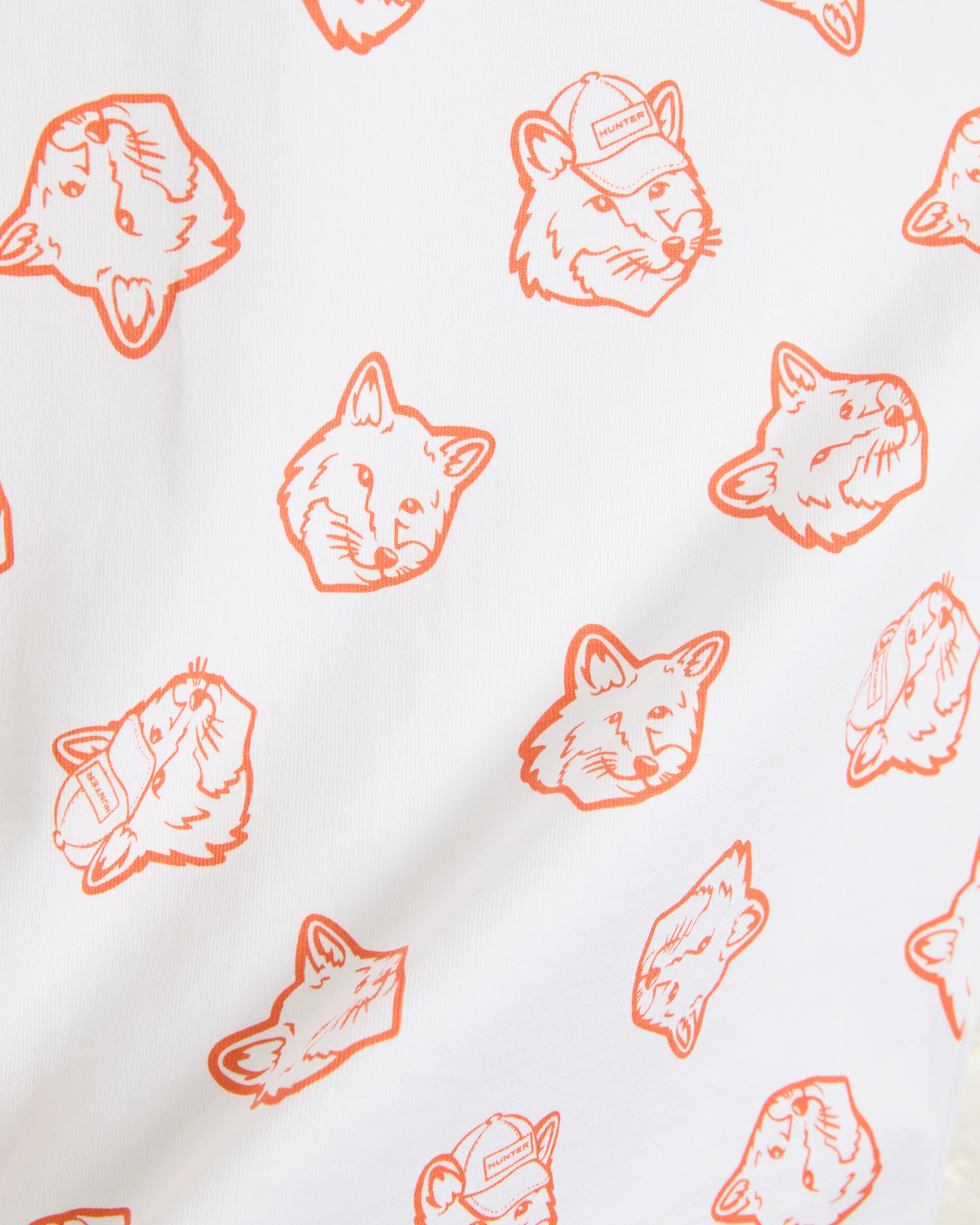 Maison Kitsune X Hunter Kids Fox Head Tee White Burnt Orange - Image 3