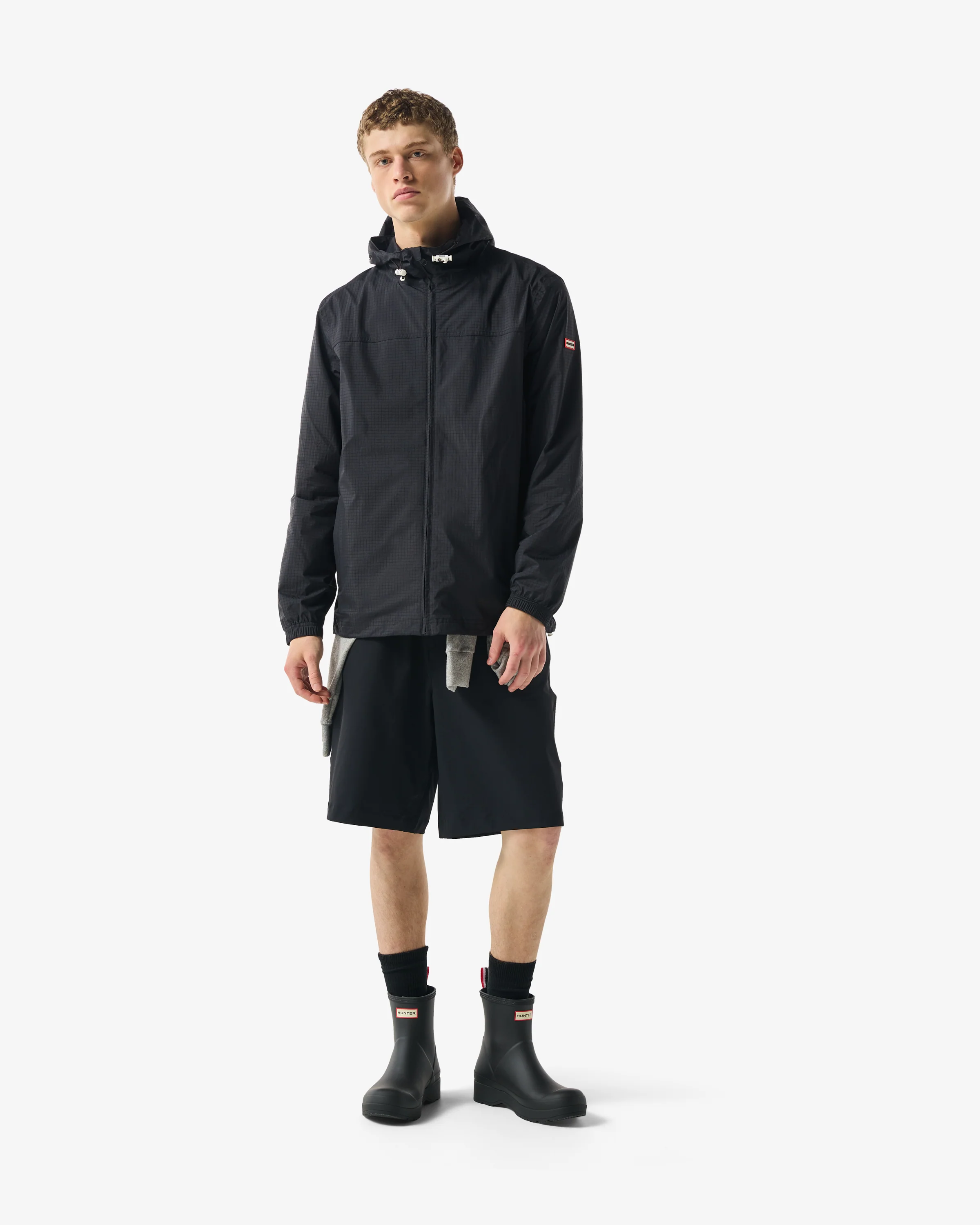 Unisex Packable Rain Jacket Black - Image 3