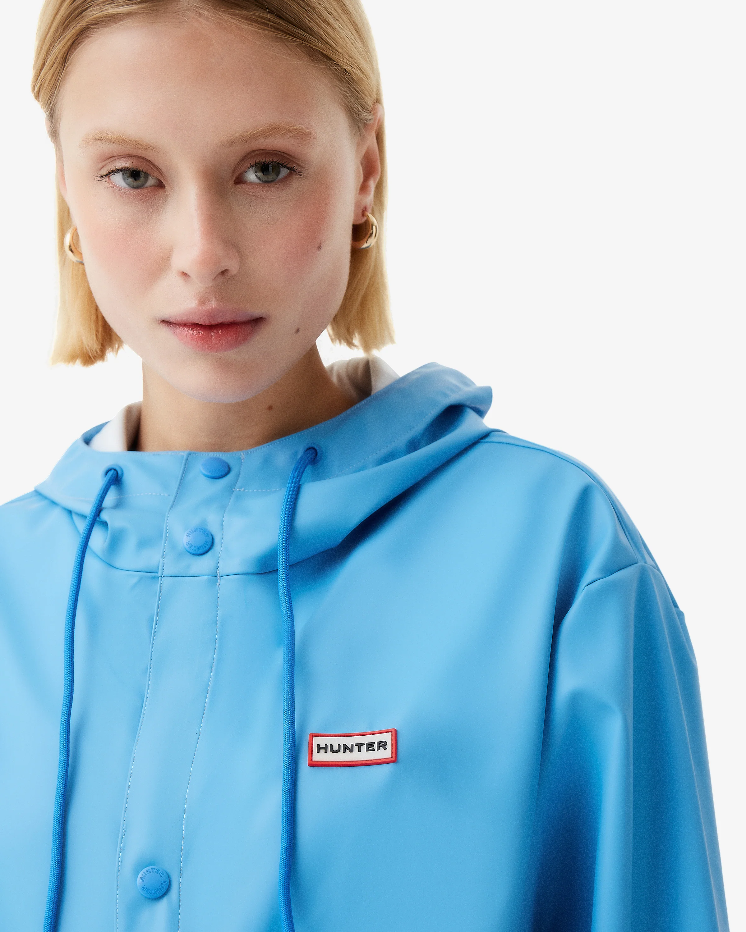 Unisex Downpour Izzy Hooded Rain Jacket Azur Blue - Image 4