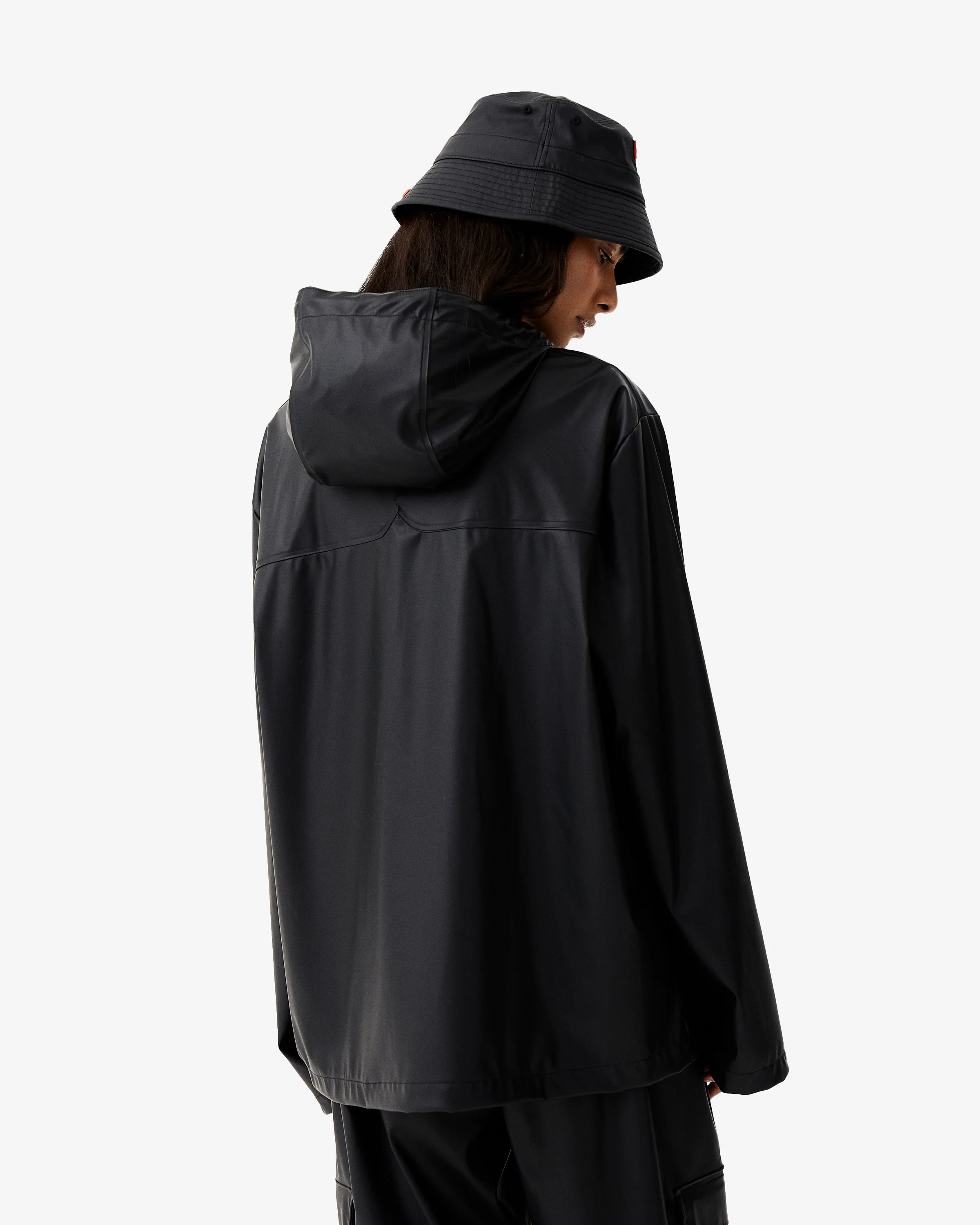 Unisex Downpour Izzy Hooded Rain Jacket Black - Image 3